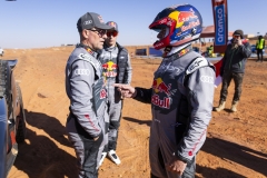 PETERHANSEL Stéphane (fra), Team Audi Sport, Audi RS Q E-Tron E2, FIA Ultimate, FIA W2RC, SAINZ Carlos (spa), Team Audi Sport, Audi RS Q E-Tron E2, FIA Ultimate, FIA W2RC, portrait during the Stage 10 of the Dakar 2024 on January 17, 2024 around Al Ula, Saudi Arabia