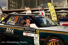 Tim Hiles driving into Ceremonial Start, Busselton.