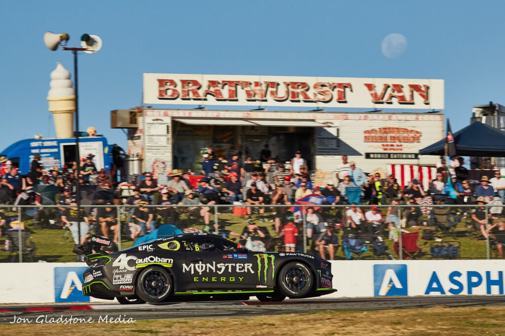 Racecar in front of crowd